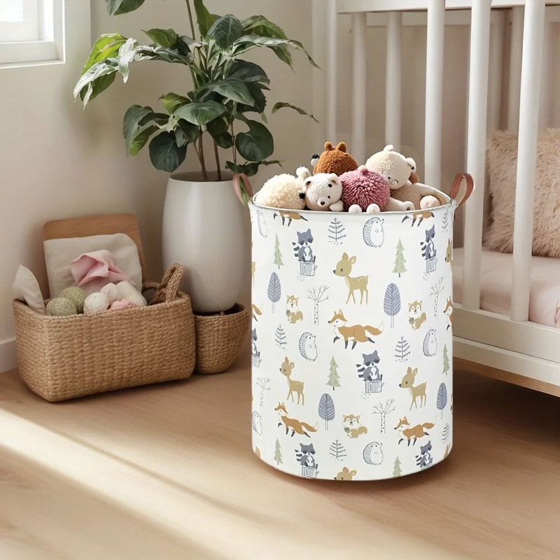 Large Cotton Laundry Basket Foldable Clothes Storage Hamper With Handles 3
