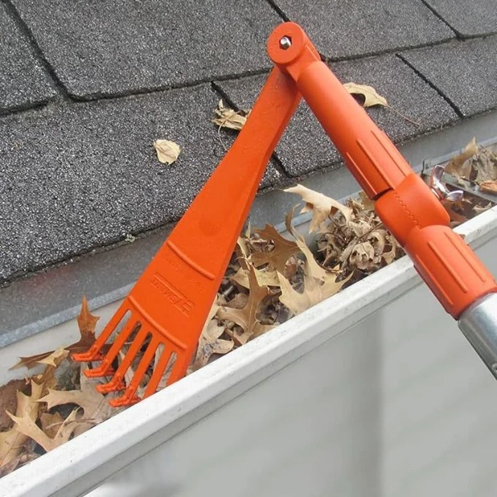 Ground Gutter Cleaning Rake With Rotatable Handle Roof Gutter Debris Tool 1