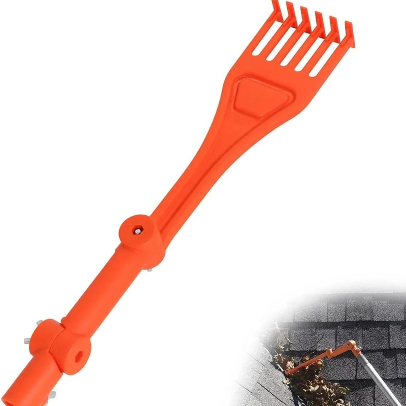 Ground Gutter Cleaning Rake With Rotatable Handle Roof Gutter Debris Tool 0