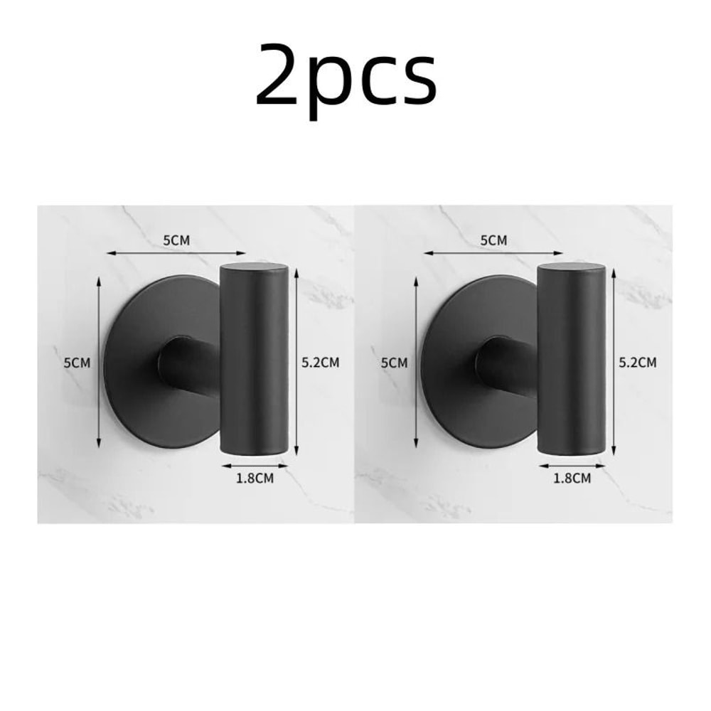 Stainless Steel Adhesive Wall Hooks Set Of 2 No Drill Bathroom And Kitchen Hooks 1