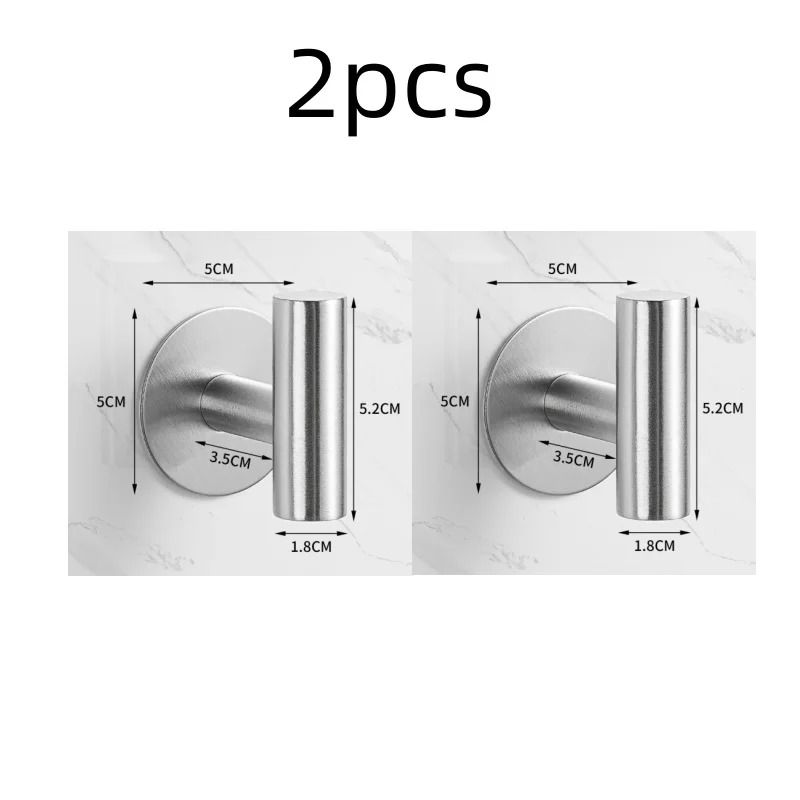 Stainless Steel Adhesive Wall Hooks Set Of 2 No Drill Bathroom And Kitchen Hooks 2