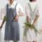 Cotton Linen Tie Free Apron Retro Work Coverall For Kitchen And Crafts 9