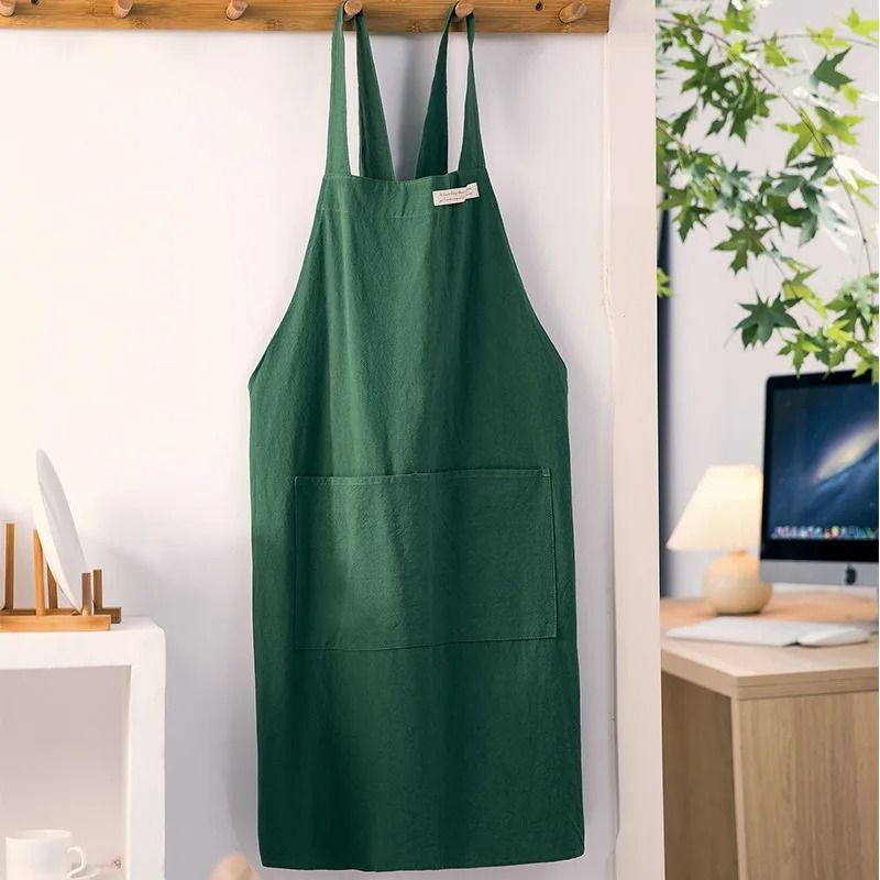 Cotton Linen Tie Free Apron Retro Work Coverall For Kitchen And Crafts 2