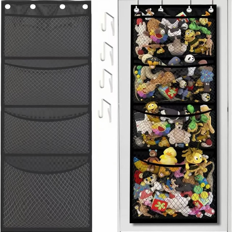 Over Door Plush Toy Storage Hanging Organizer Bag For Kids Rooms 2