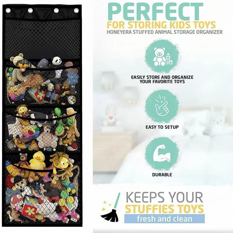 Over Door Plush Toy Storage Hanging Organizer Bag For Kids Rooms 0