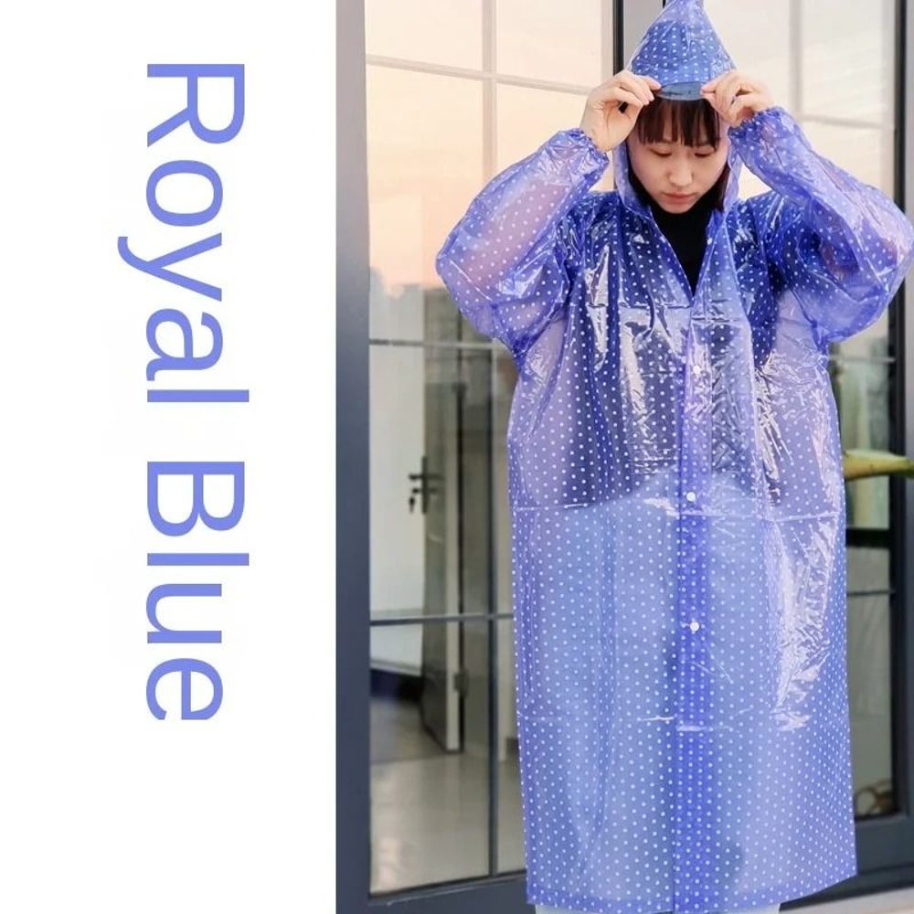 Clear Polka Dot Long Rain Poncho Waterproof Outdoor Raincoat 2