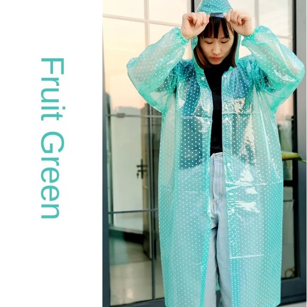 Clear Polka Dot Long Rain Poncho Waterproof Outdoor Raincoat 1