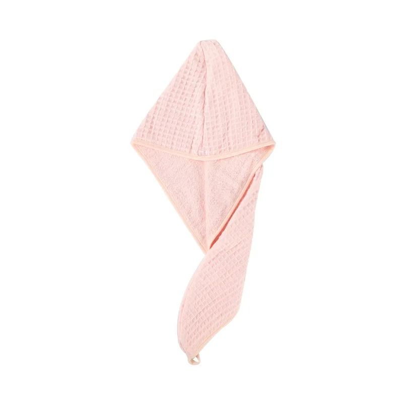 Waffle Cotton Hair Drying Cap Absorbent Turban Towel 1