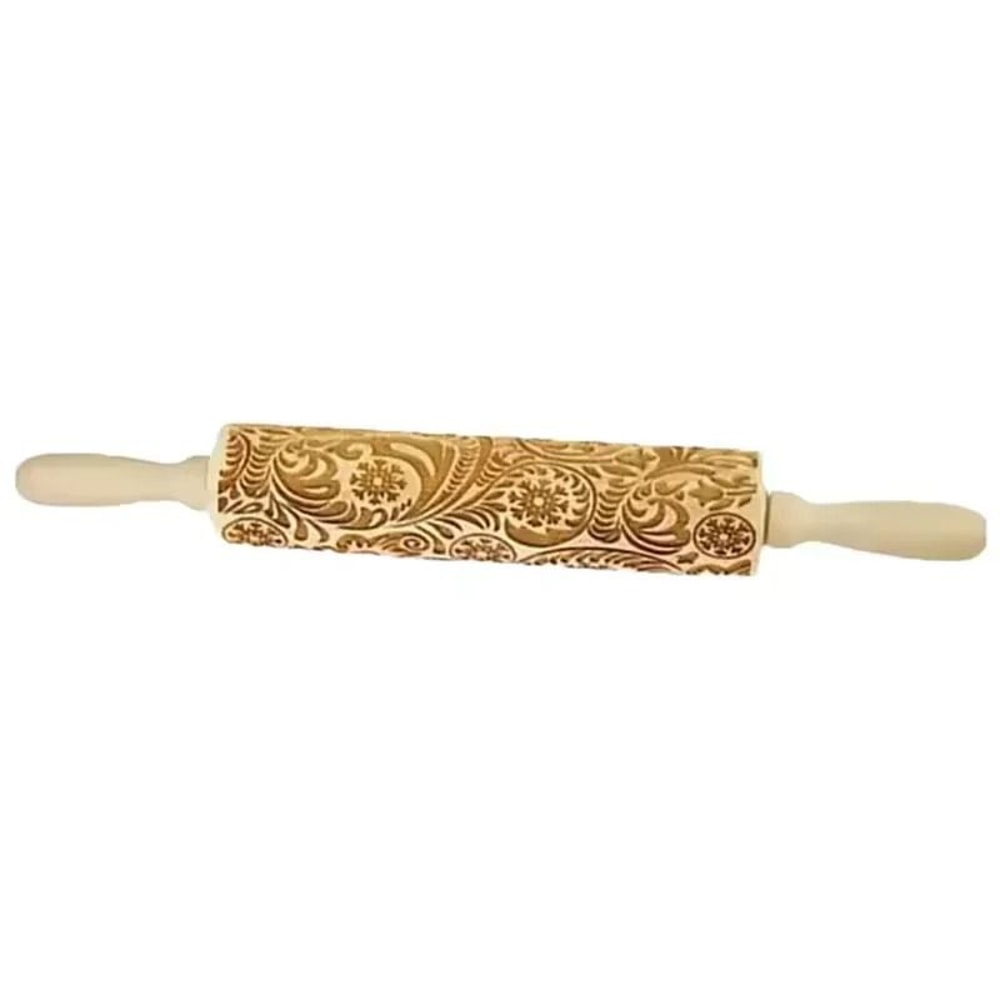 Wooden Embossed Rolling Pin For Cookies Fondant And Baking Decor 1