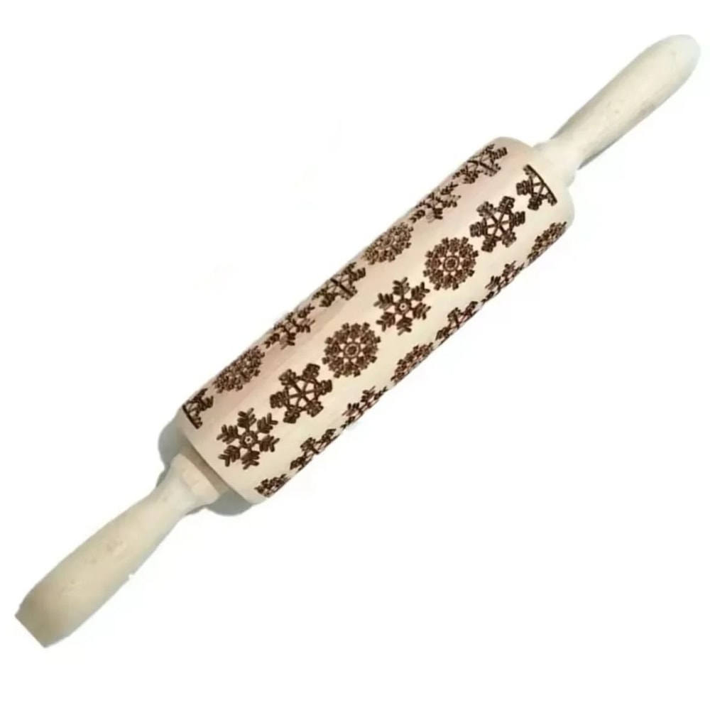 Wooden Embossed Rolling Pin For Cookies Fondant And Baking Decor 2