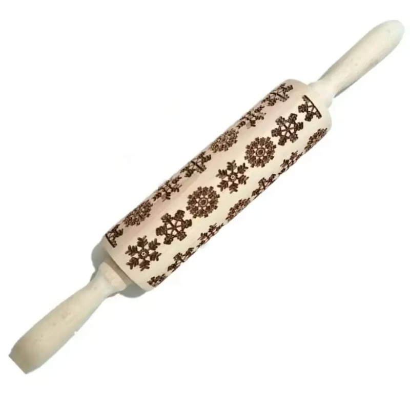 Wooden Embossed Rolling Pin For Cookies Fondant And Baking Decor 2