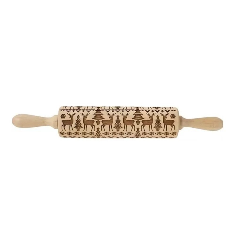 Wooden Embossed Rolling Pin For Cookies Fondant And Baking Decor 3