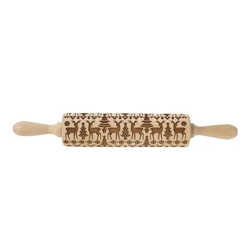 Wooden Embossed Rolling Pin For Cookies Fondant And Baking Decor 3