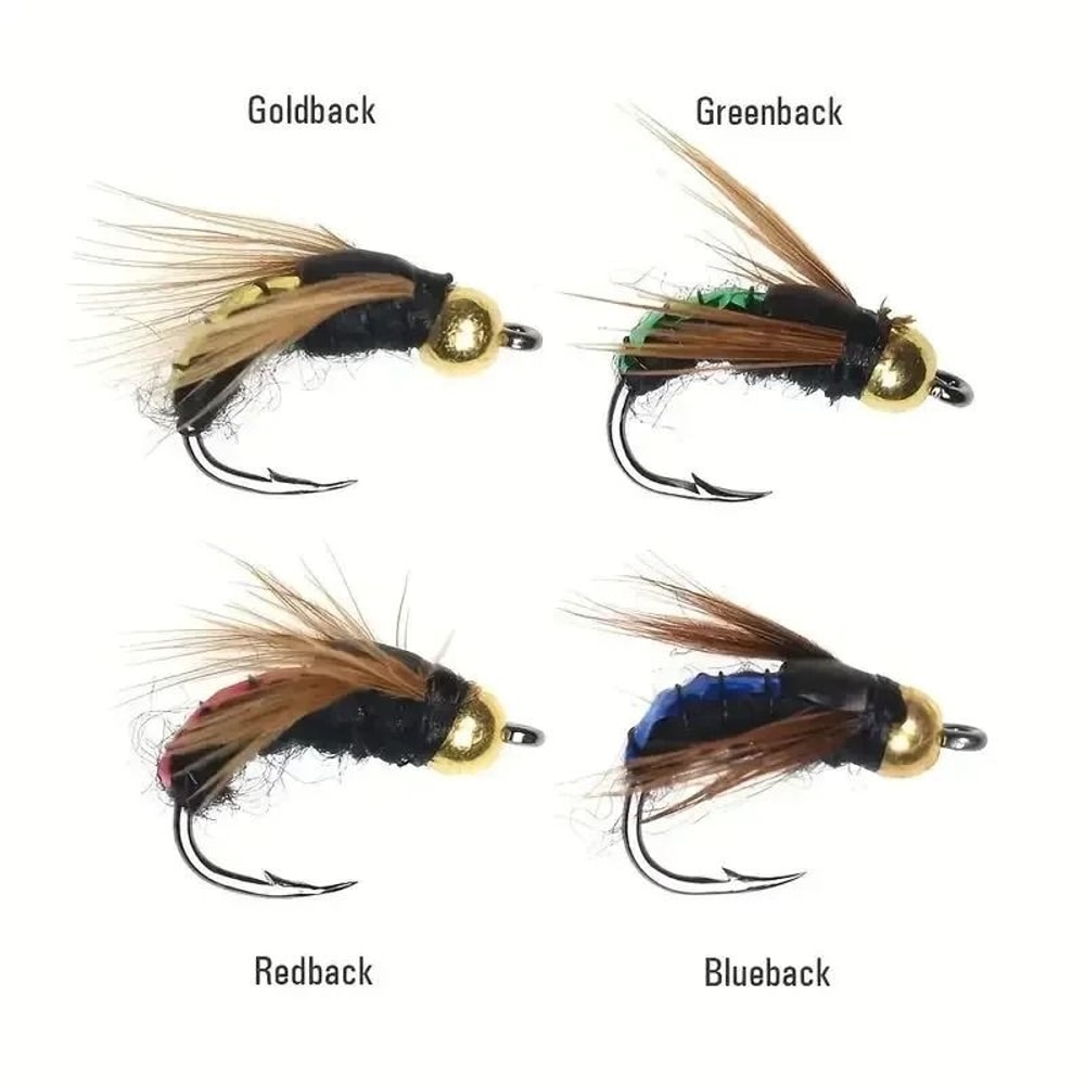 Brass Bead Head Scud Fly Artificial Insect Fishing Lure Set 5