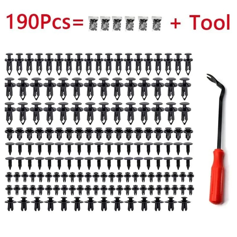 190 PCS Auto Plastic Bumper Clips Kit Car Body Push Rivets Fasteners Set 2