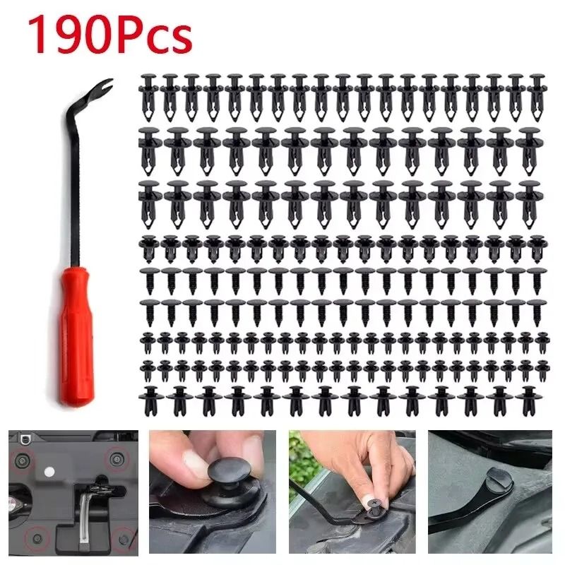 190 PCS Auto Plastic Bumper Clips Kit Car Body Push Rivets Fasteners Set 1
