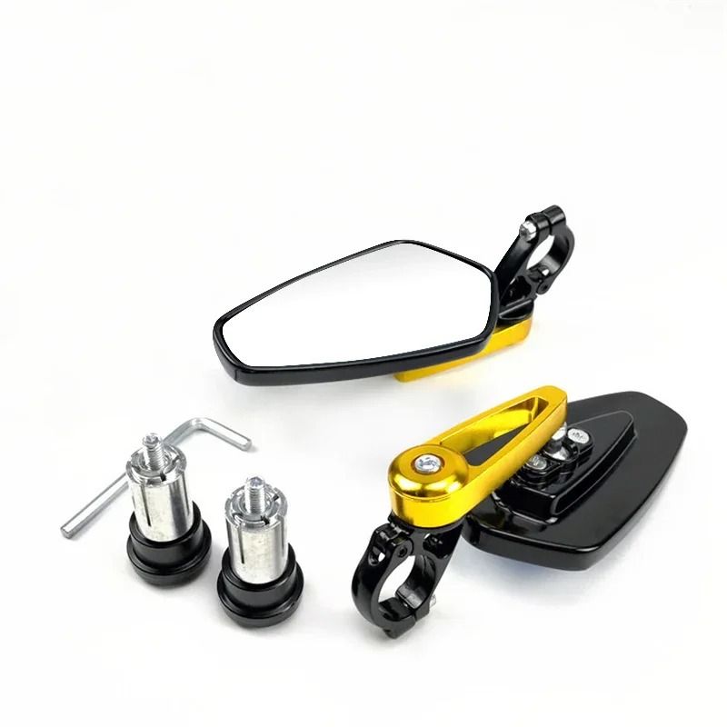 Universal Bar End Motorcycle Rearview Mirrors 22mm Handlebar Set 2