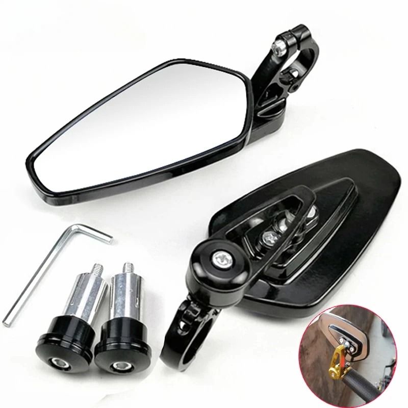 Universal Bar End Motorcycle Rearview Mirrors 22mm Handlebar Set 0