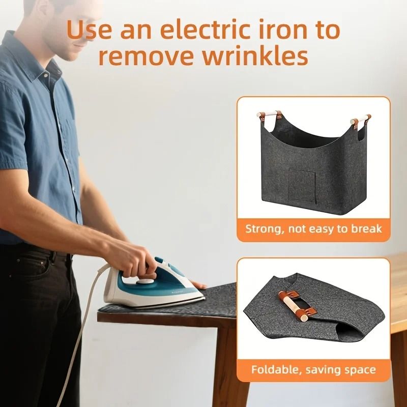 Extra Large Folding Felt Firewood Storage Basket With Reinforced Handles 4