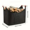 Extra Large Folding Felt Firewood Storage Basket With Reinforced Handles 1