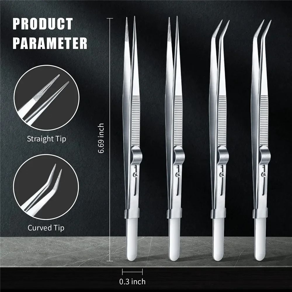 High Precision Jewelry Tweezers Stainless Steel Diamond Holding Tool 8