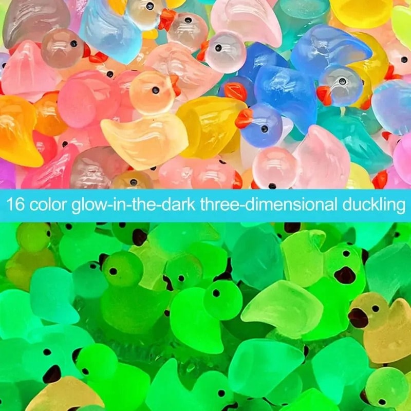 Mini Luminous Duck Figurines Resin Fairy Garden Decor Set 7