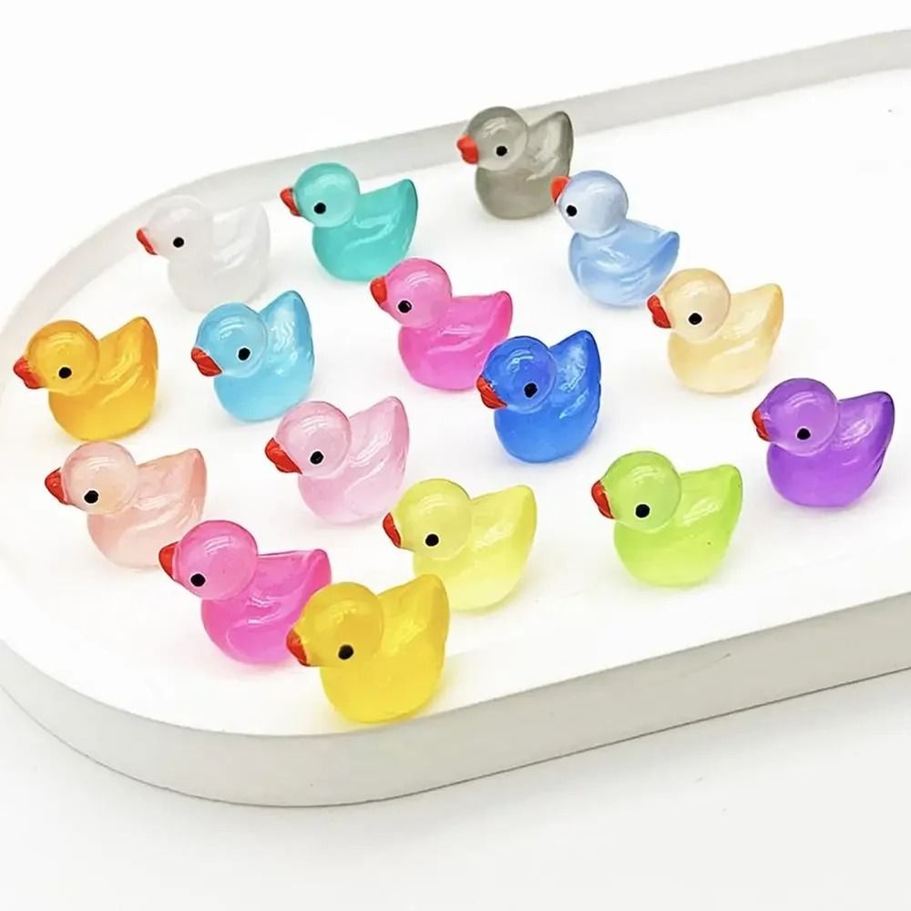 Mini Luminous Duck Figurines Resin Fairy Garden Decor Set 8