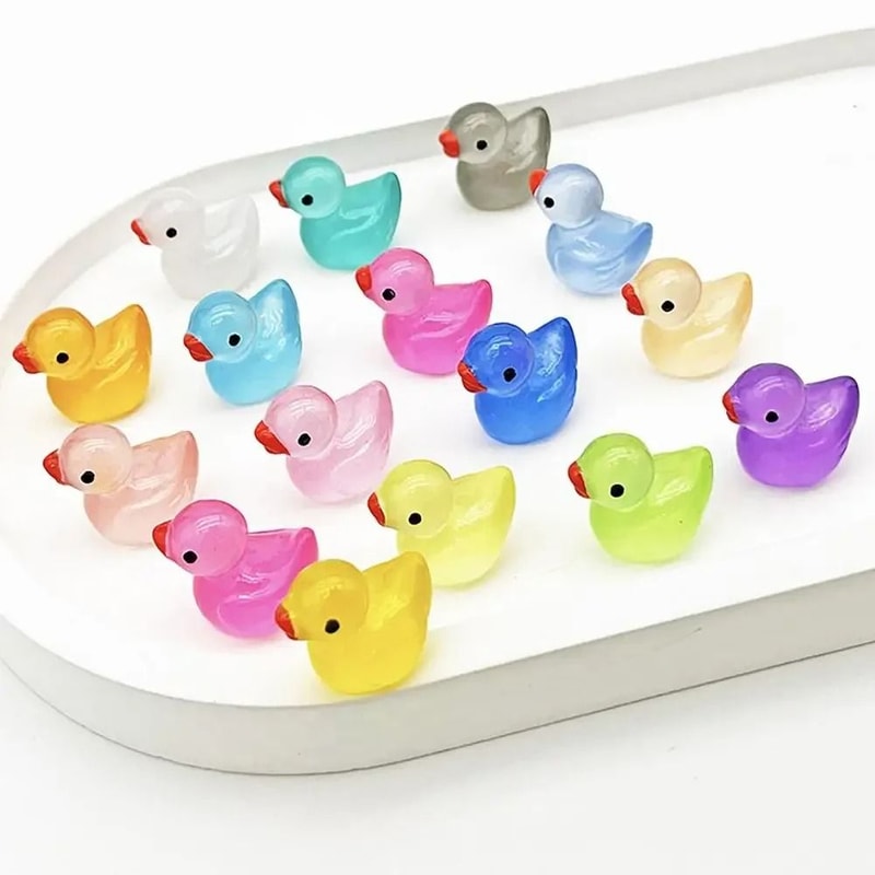 Mini Luminous Duck Figurines Resin Fairy Garden Decor Set 8