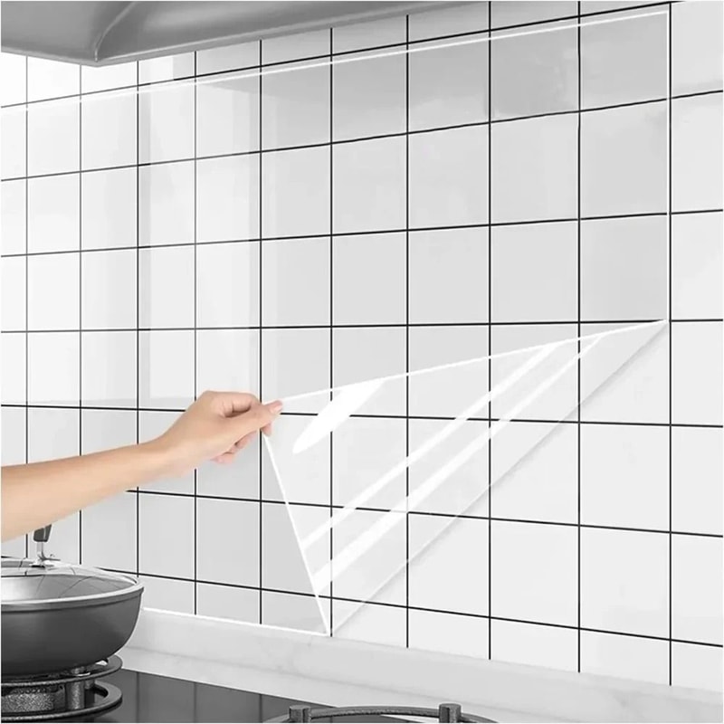 Kitchen Backsplash Protector Film Self Adhesive Heatproof Wall Cover 0