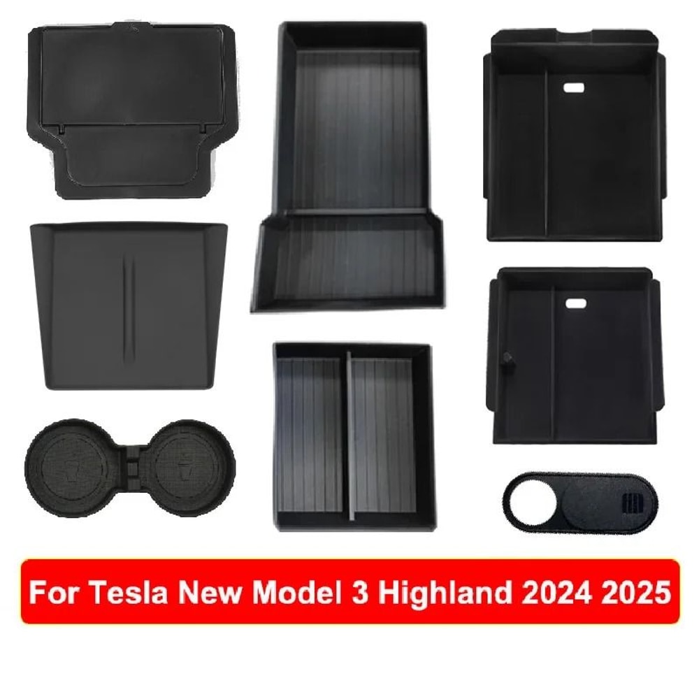 Tesla Model Y 2025 Juniper Console Armrest Storage Organizer Box Custom Fit Interior Storage Solu
