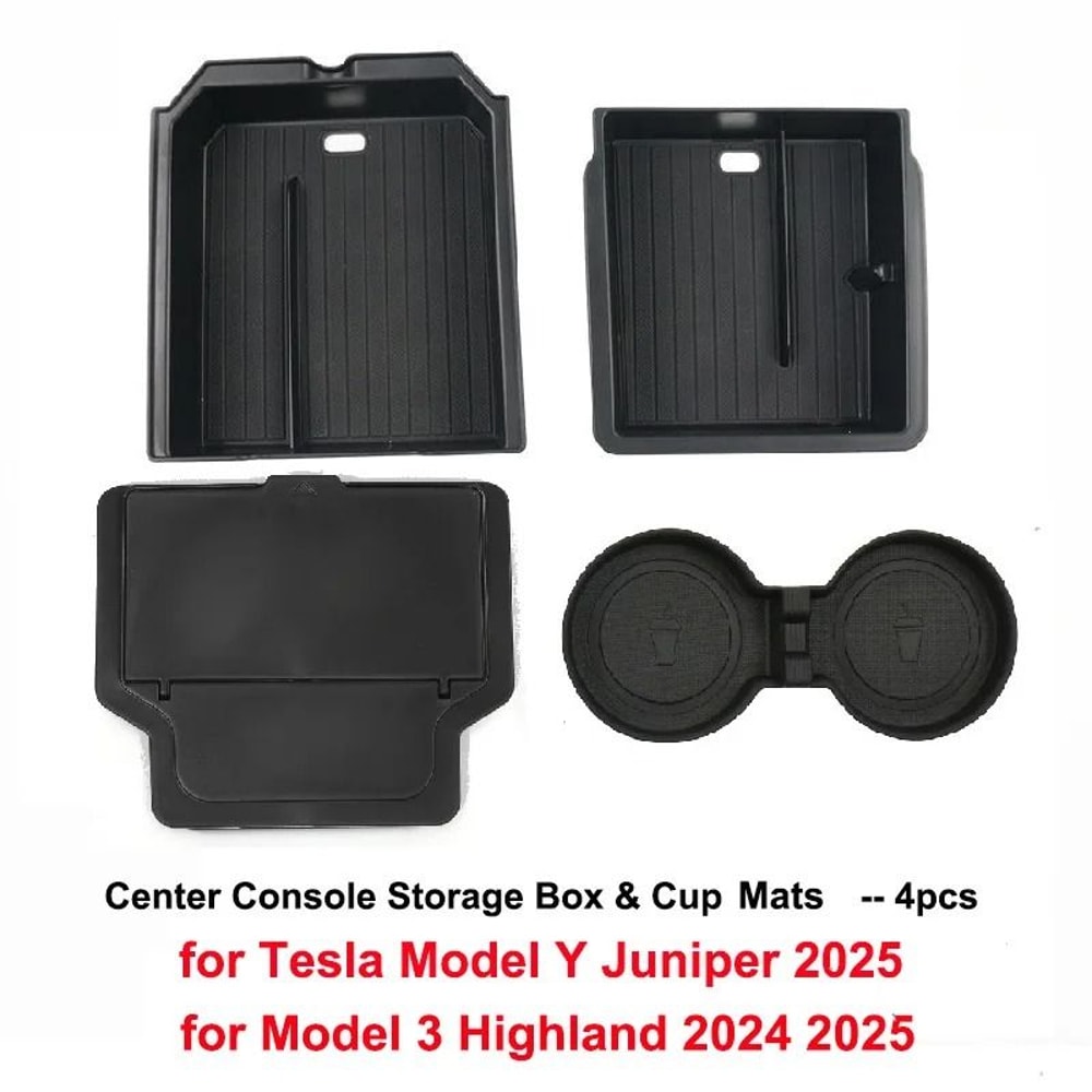 Tesla Model Y 2025 Juniper Console Armrest Storage Organizer Box Custom Fit Interior Storage Solu