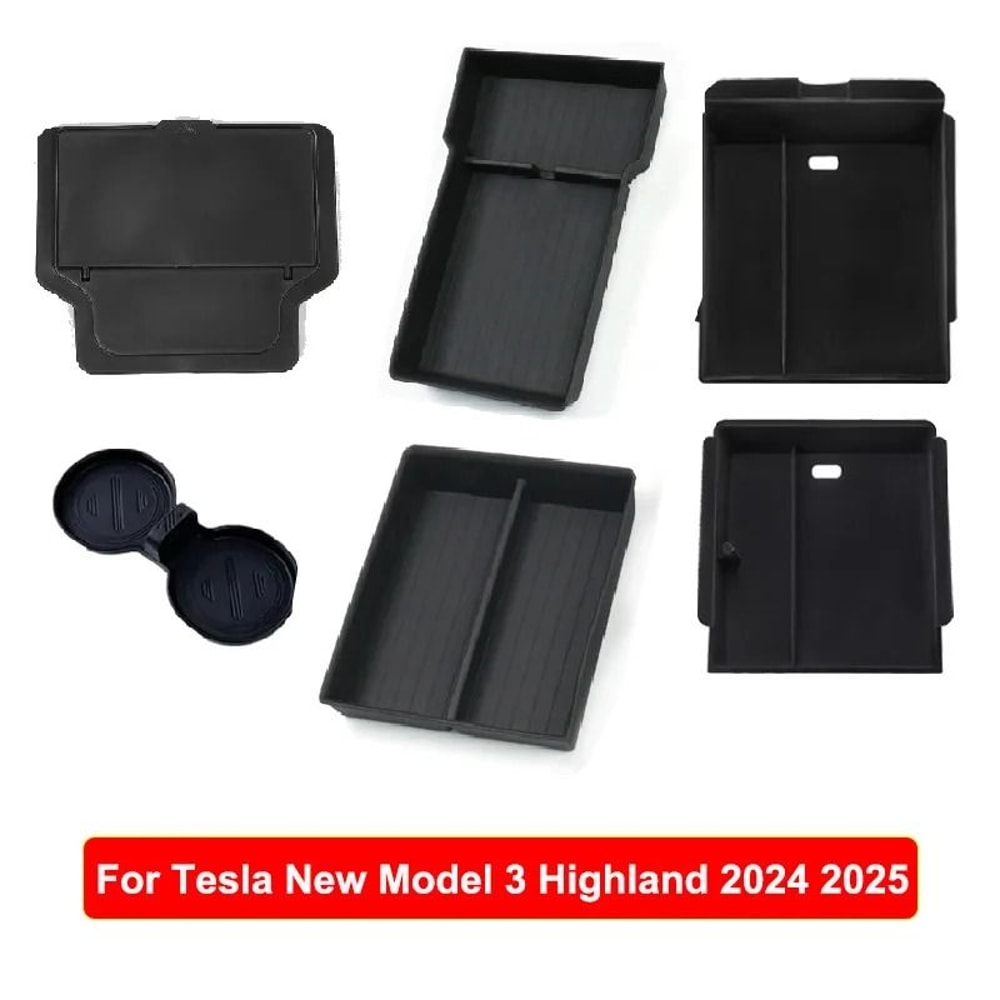 Tesla Model Y 2025 Juniper Console Armrest Storage Organizer Box Custom Fit Interior Storage Solu