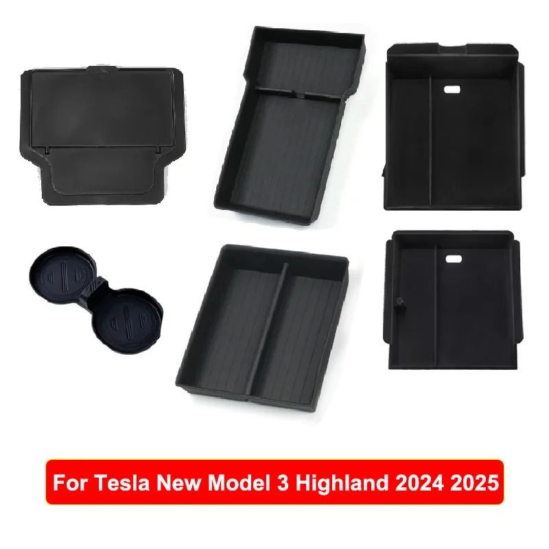 Tesla Model Y 2025 Juniper Console Armrest Storage Organizer Box Custom Fit Interior Storage Solu