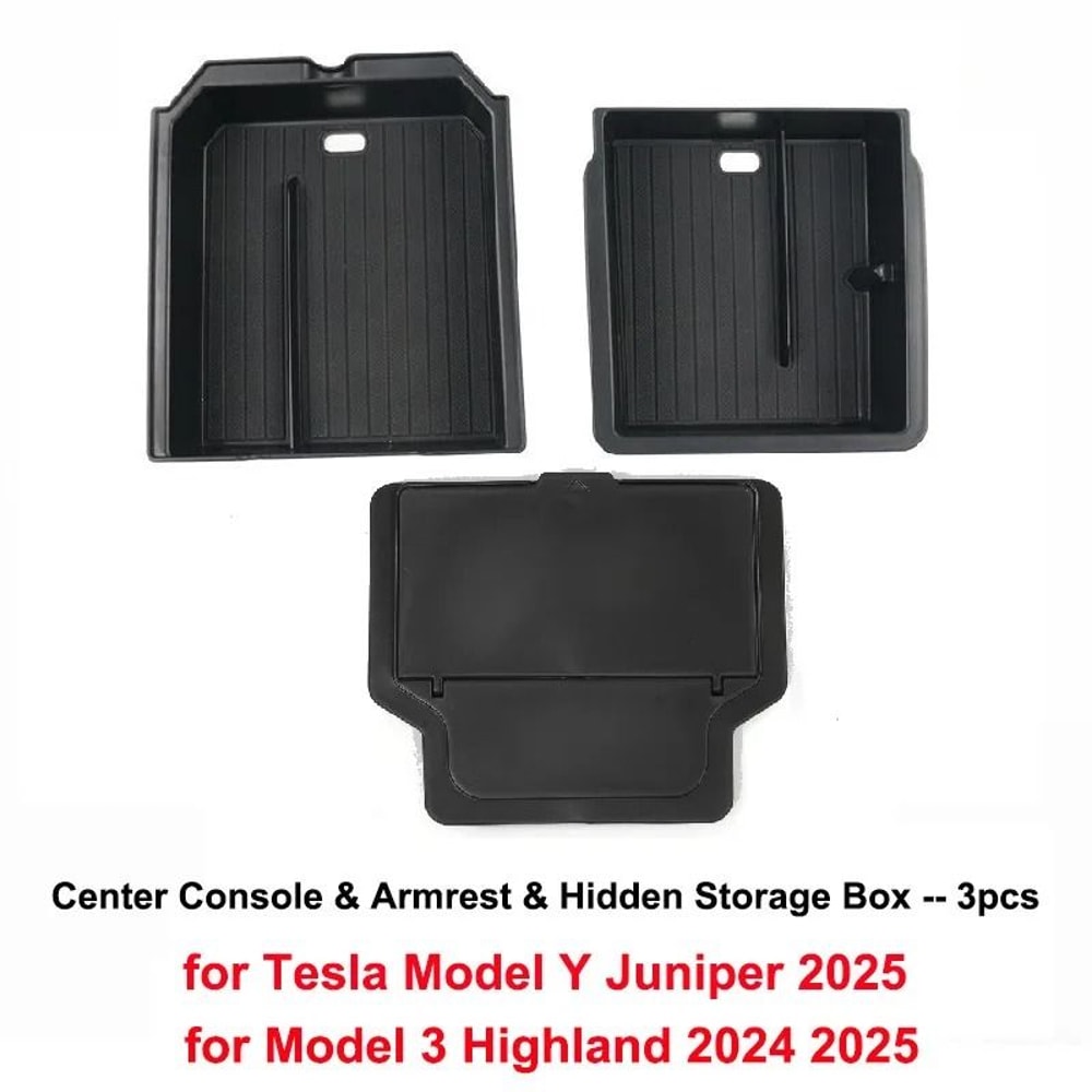 Tesla Model Y 2025 Juniper Console Armrest Storage Organizer Box Custom Fit Interior Storage Solu