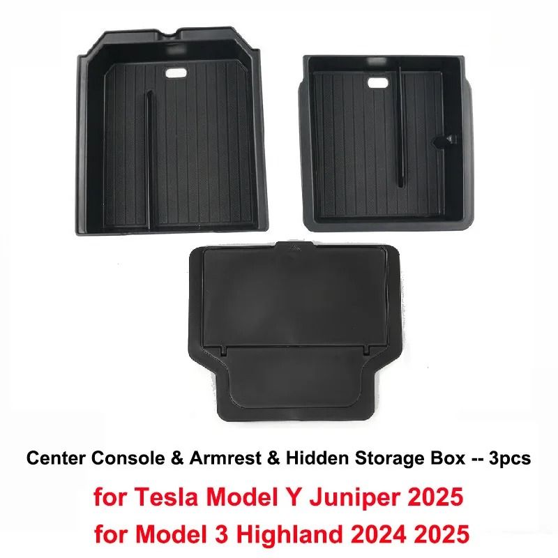 Tesla Model Y 2025 Juniper Console Armrest Storage Organizer Box Custom Fit Interior Storage Solu