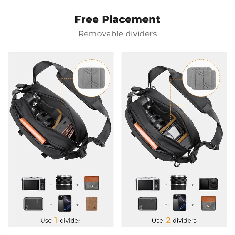 K And F Concept Lightweight Camera Sling Bag 4L For Travel Photography And DSLR Cameras 4