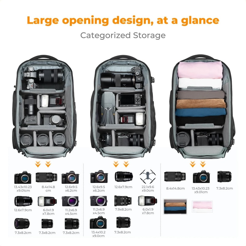 K And F Concept Large Camera Backpack 25L 32L With Laptop Sleeve Tripod Strap And Rain Cover 5