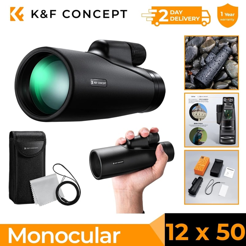 K And F Concept 12x50 HD Monocular Telescope For Outdoor Travel And Wildlife Viewing 2