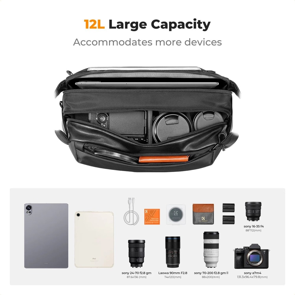 K And F Concept Waterproof Camera Sling Bag 10L 12L For Travel Photography With Tripod Holder 9
