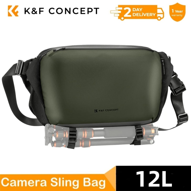 K And F Concept Waterproof Camera Sling Bag 10L 12L For Travel Photography With Tripod Holder 5