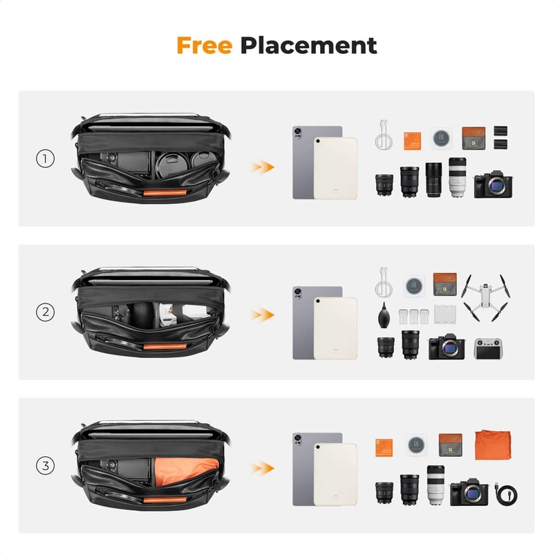 K And F Concept Waterproof Camera Sling Bag 10L 12L For Travel Photography With Tripod Holder 0