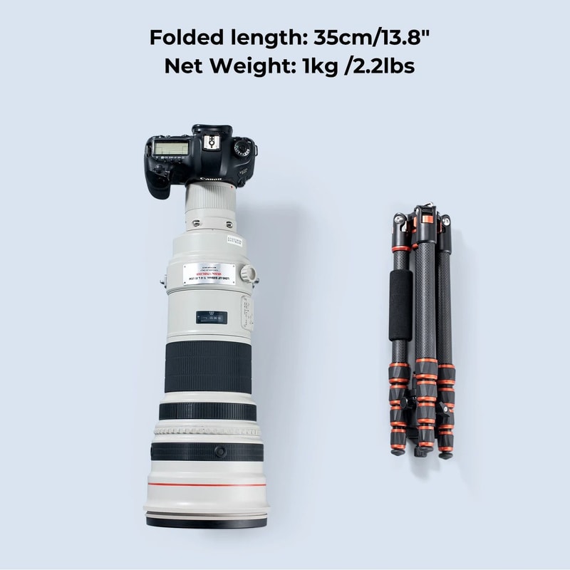 K And F Concept Carbon Fiber Travel Camera Tripod 60 Inch With 360 Ball Head 3