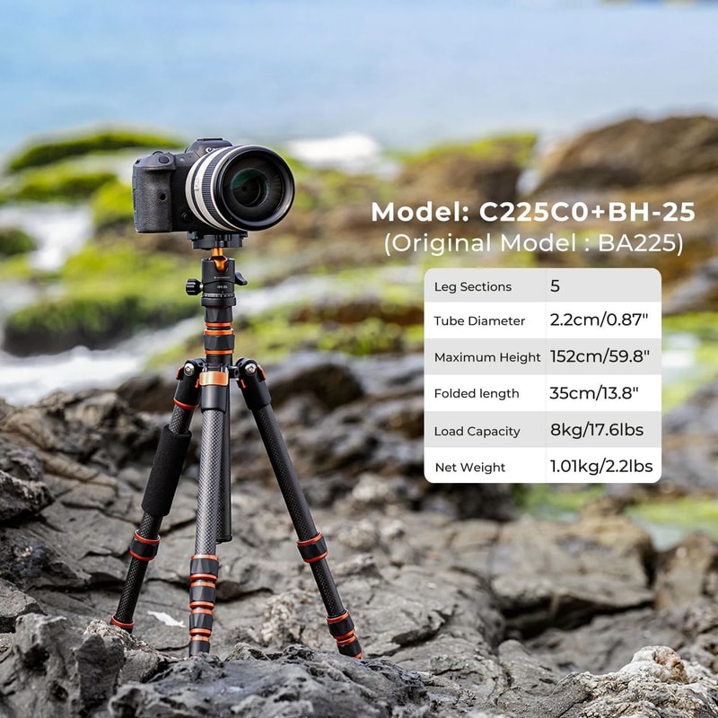 K And F Concept Carbon Fiber Travel Camera Tripod 60 Inch With 360 Ball Head 5