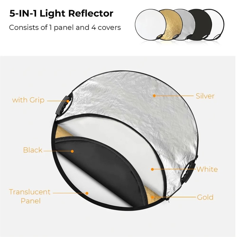 K And F Concept 5 In 1 Photography Light Reflector With Handle And Translucent Panel 11