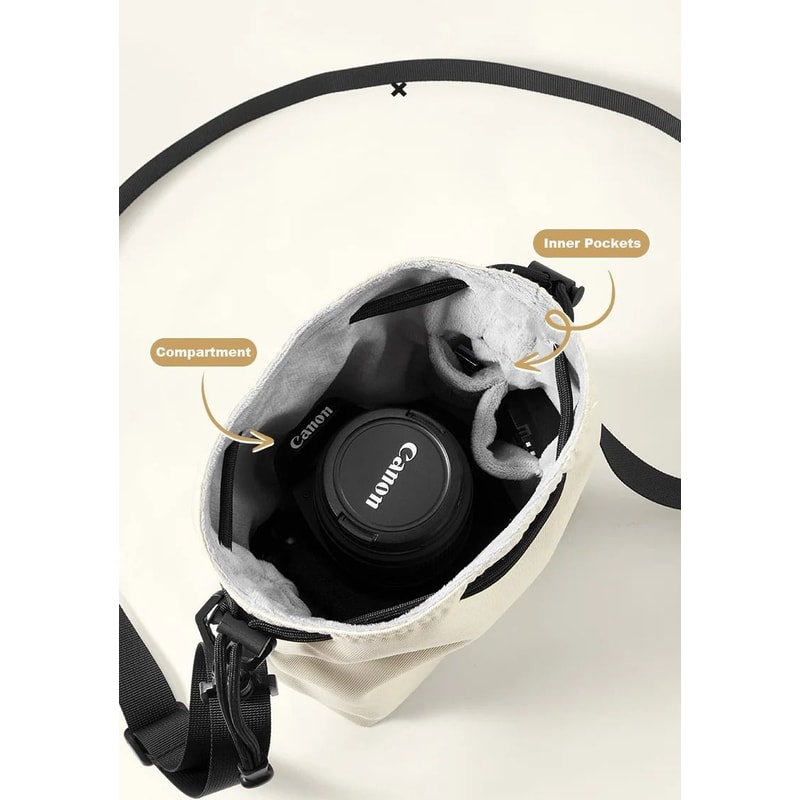 Lightweight Drawstring Camera Pouch Shoulder Bag For DSLR And Mirrorless Cameras 3