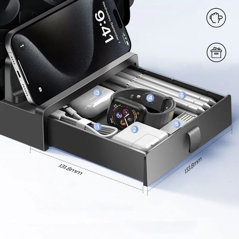 Vaydeer Vertical Dual Slot Laptop Stand With Drawer Desktop Organizer 1