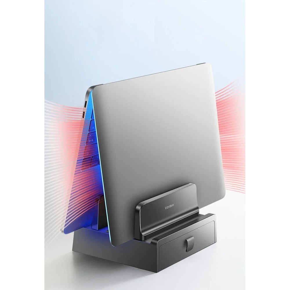Vaydeer Vertical Dual Slot Laptop Stand With Drawer Desktop Organizer 3