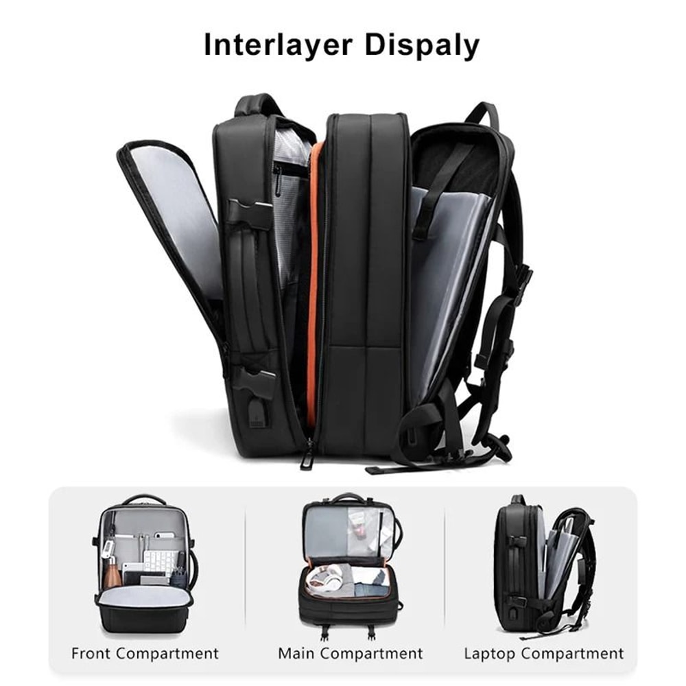 OUTWALK Expandable Waterproof Laptop Backpack 16 Inch With USB Charging Port 4