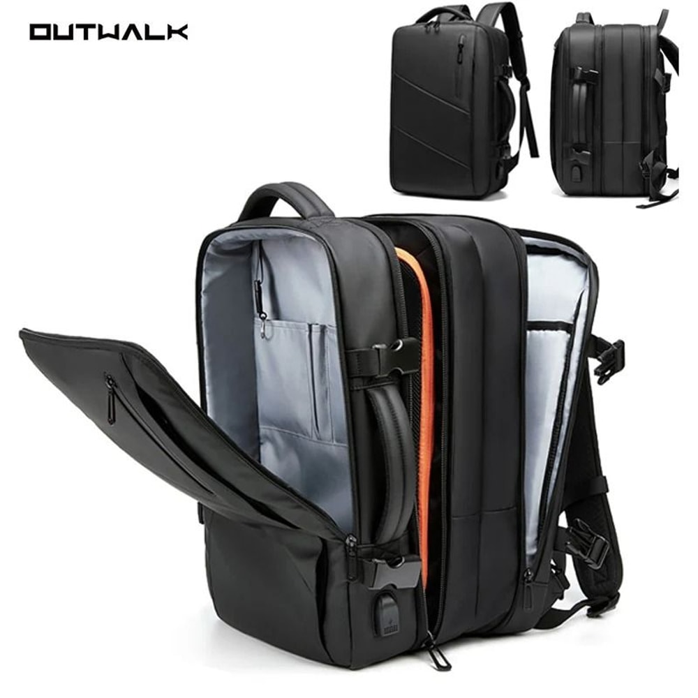OUTWALK Expandable Waterproof Laptop Backpack 16 Inch With USB Charging Port 6