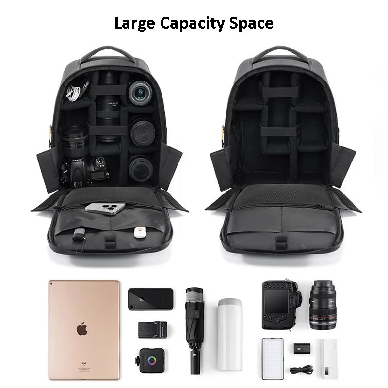 Cwatcun Compact Camera Backpack For Travel Photography With Laptop And Tripod Storage 3
